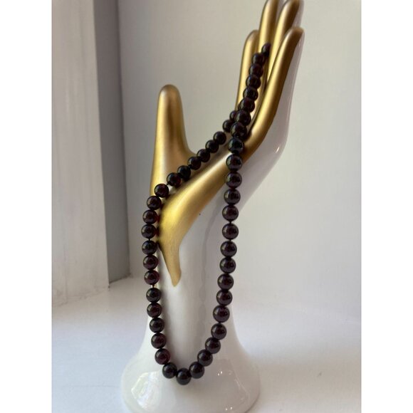 Vintage Purplish/Red Garnet/Amethyst? -  8mm 16" Choker Individually Knotted. - Picture 1 of 11